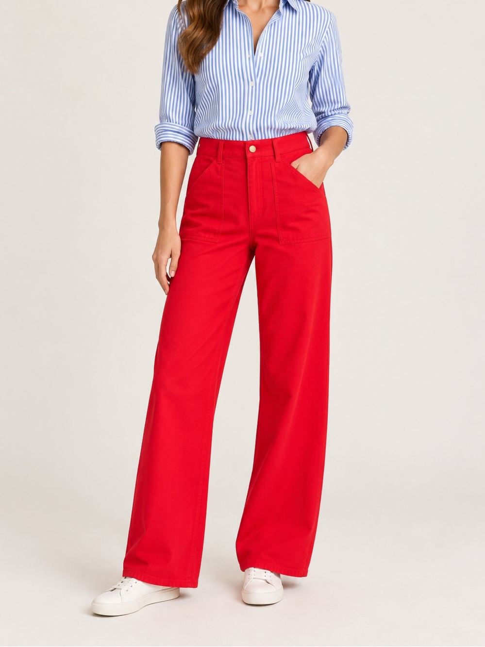 J. Crew Red Camp Pocket, Wide-Leg Pants, Size 26